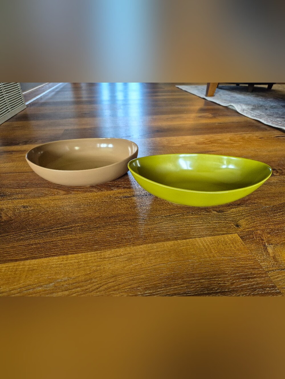 Vintage Retro Melamac Serving Bowls - Olive Green and Taupe (Set of 2)